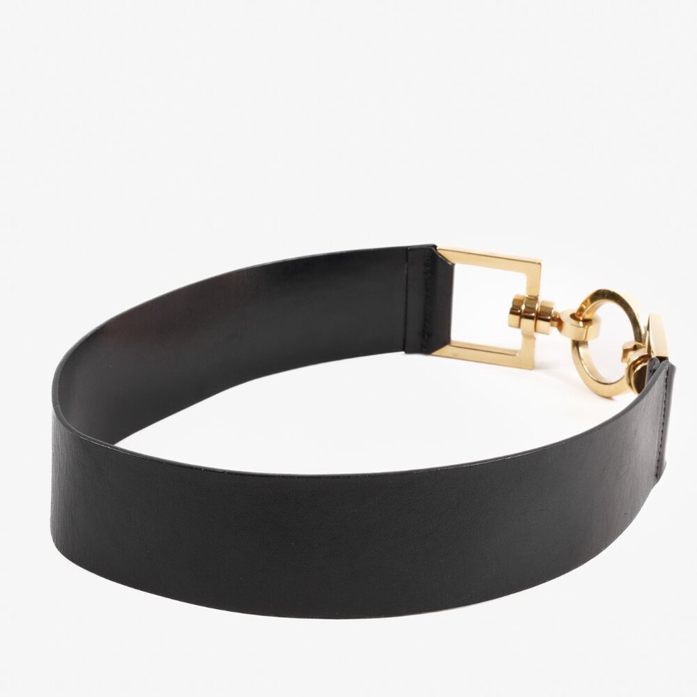 Gucci Black Leather Belt with Gold Hardware - Picture 2 of 5